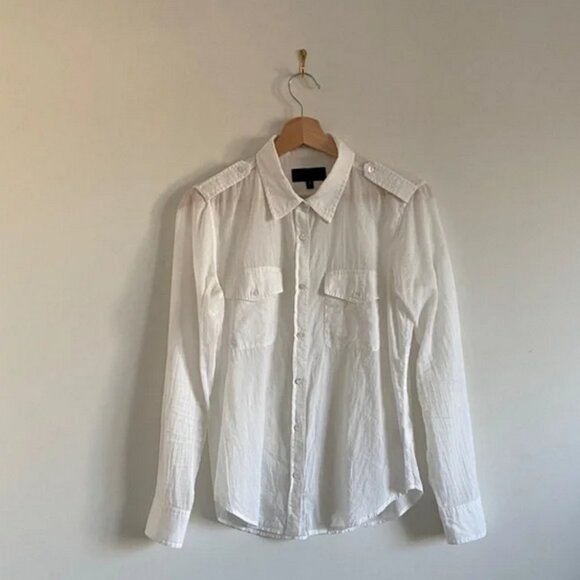 Nili Lotan White Cotton Button-Up Shirt – Size Small - Picture 12 of 12